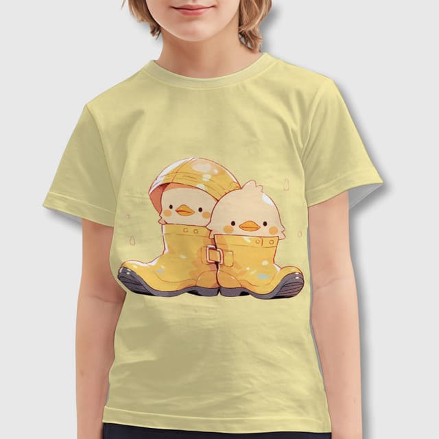 Cute Rain Boot Chick Kids T-Shirt for Boys Girls Daily Gift