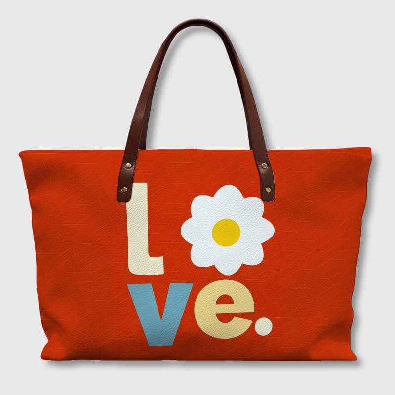 Daisy Love Print Large Tote Bag for Women Daily Use Gift