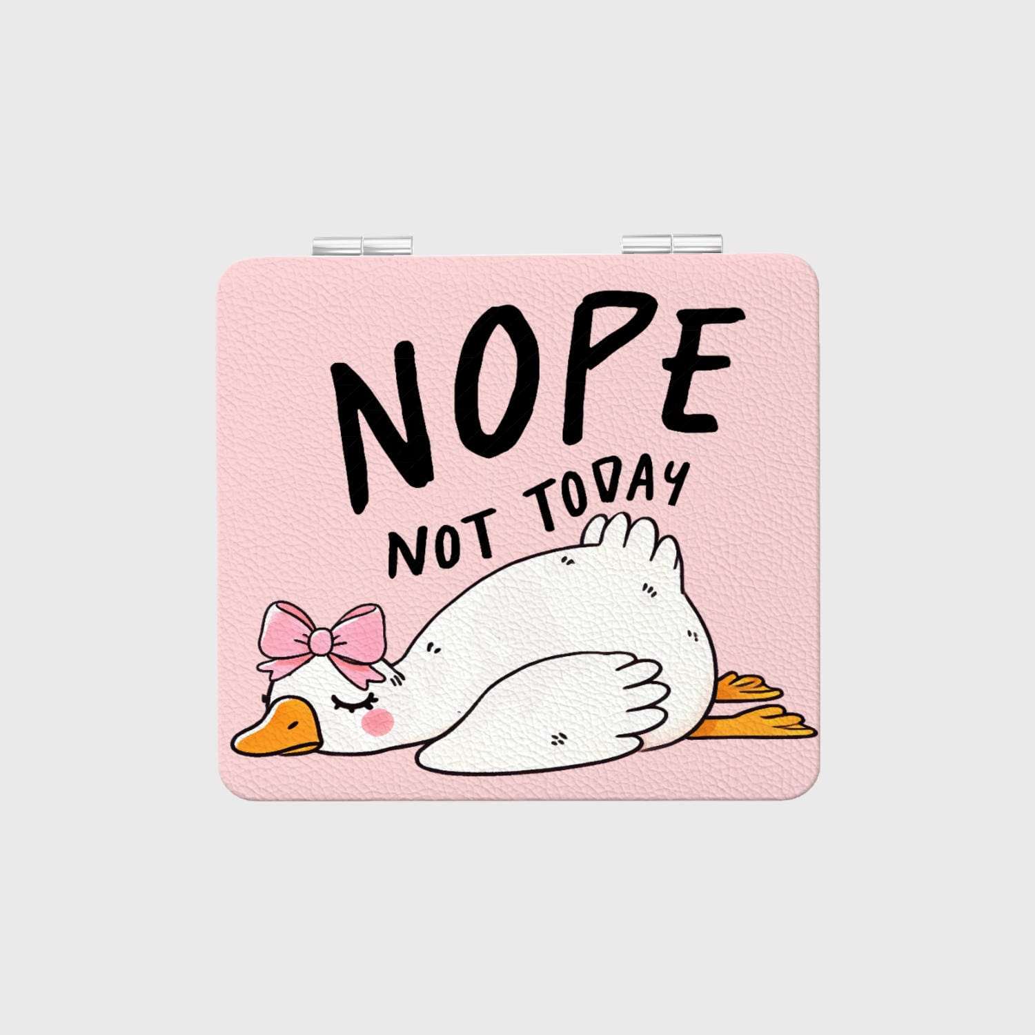 Funny Lazy Goose Print Compact Makeup Mirror for Her Daily Use