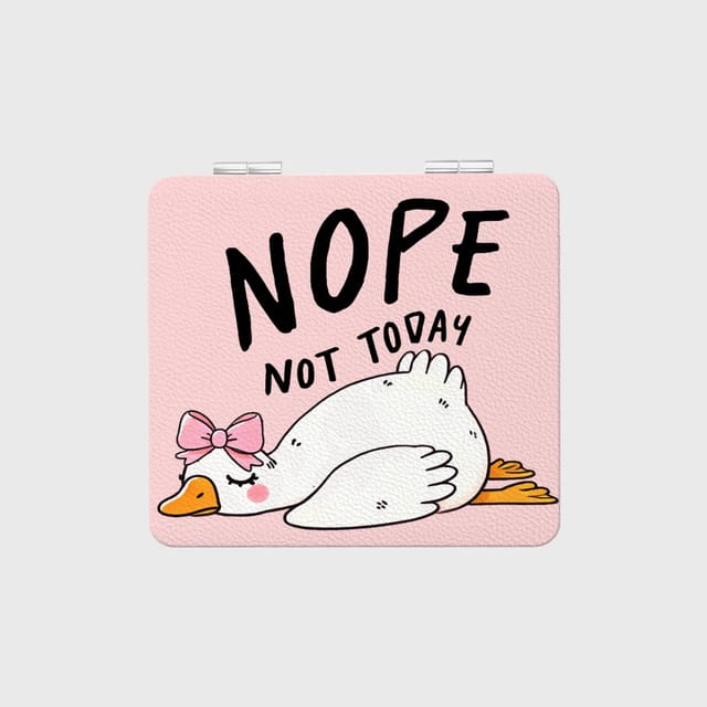 Funny Lazy Goose Print Compact Makeup Mirror for Her Daily Use