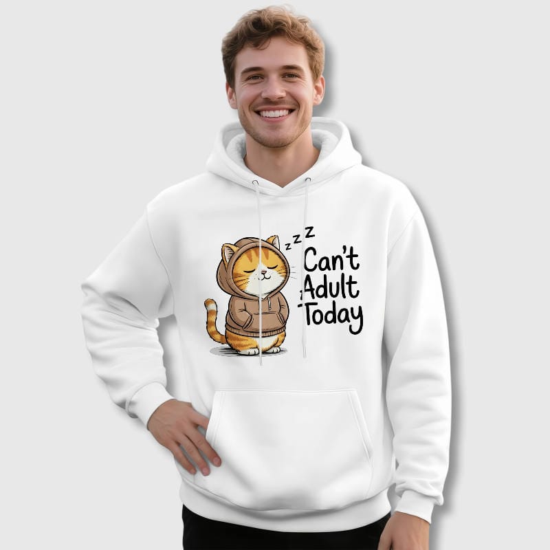 Funny 'Can't Adult Today' Cat Hoodie for Cat Lovers Casual Wear