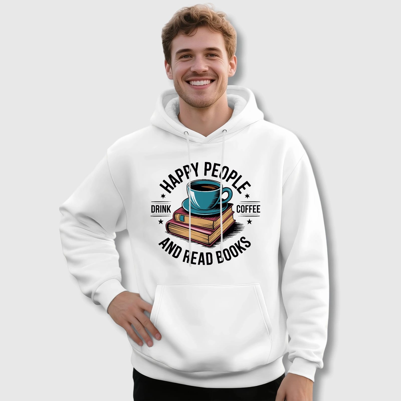 Funny Coffee Book Quote Pullover Hoodie for Book Lovers Daily Wear