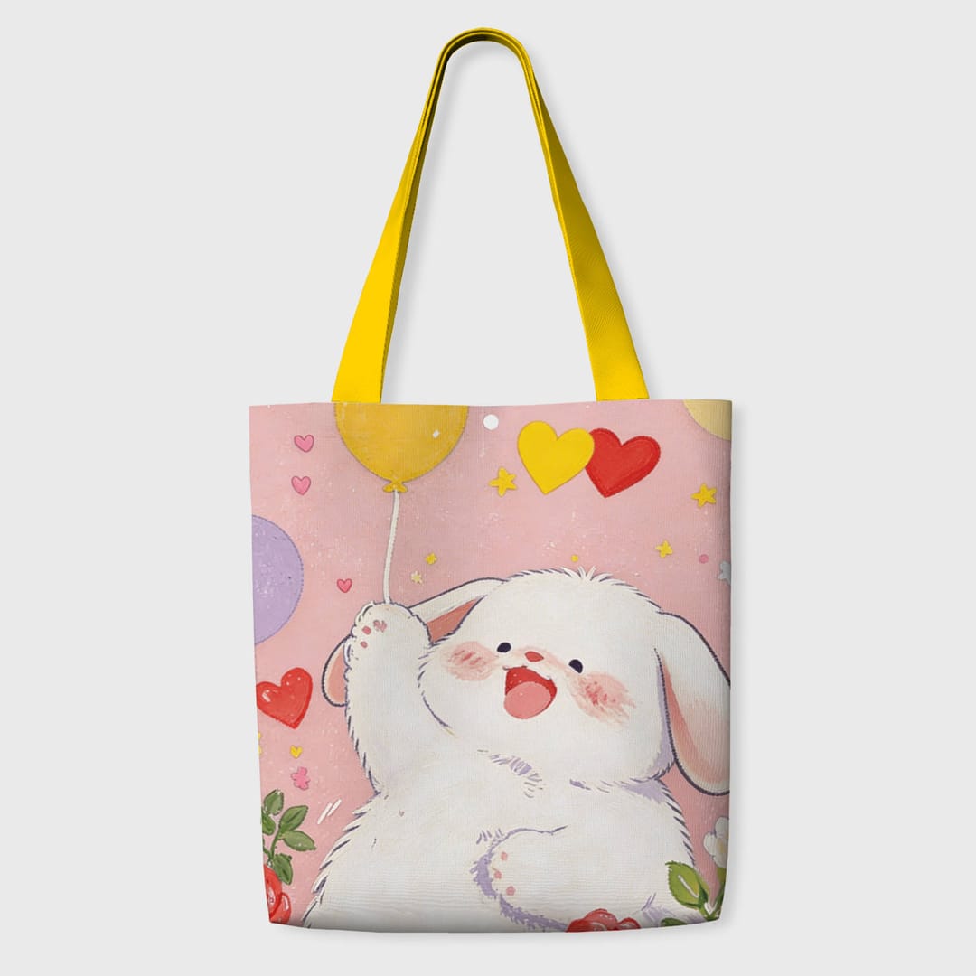 Cute Cartoon Bunny Tote Bag for Rabbit Lovers Daily Use - 1