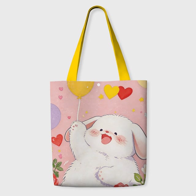 Cute Cartoon Bunny Tote Bag for Rabbit Lovers Daily Use