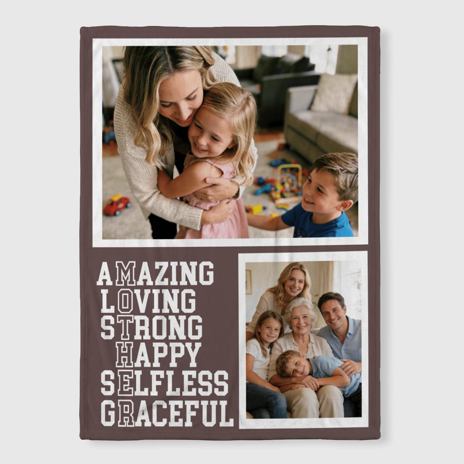 Custom Family Photo Quote Fleece Blanket for Mom Gifts