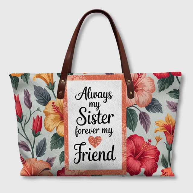 Hibiscus Floral Quote Tote Bag for Sister Friend Gift