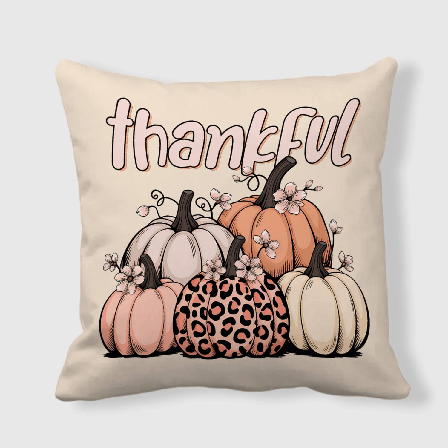 Boho Leopard Pumpkin Throw Pillow for Thanksgiving Home Decor