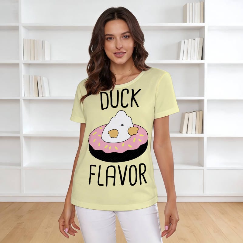 Cute Duck Donut Cartoon T-Shirt for Pet Lovers Daily Wear