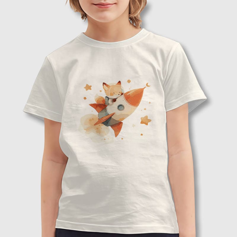 Cute Rocket Fox Kids Tee for Boys Girls Birthday Gift