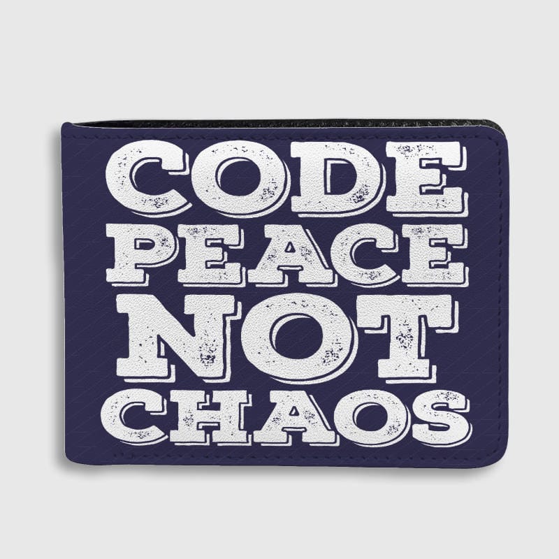 Code Peace Not Chaos Bifold Wallet for Programmers Coders Birthday Holiday Gift