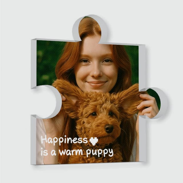 Custom Pet Photo Acrylic Puzzle Plaque for Pet Lovers Gift