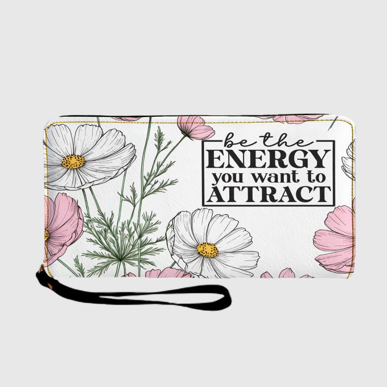 Cosmos Floral Quote Zipper Wristlet Wallet for Women Daily Use