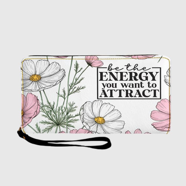 Cosmos Floral Quote Zipper Wristlet Wallet for Women Daily Use