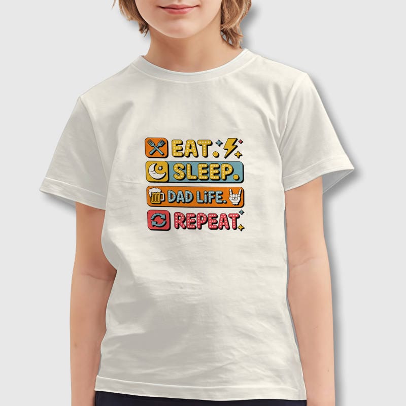 Funny Eat Sleep Dad Life Kids T-Shirt for Father's Day Gift