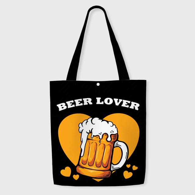 Beer Lover Heart Print Tote Bag for Beer Fans Daily Use Gift