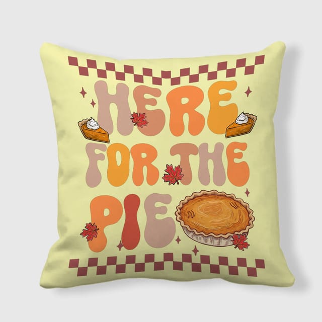 Funny Pumpkin Pie Throw Pillow for Thanksgiving Home Decor