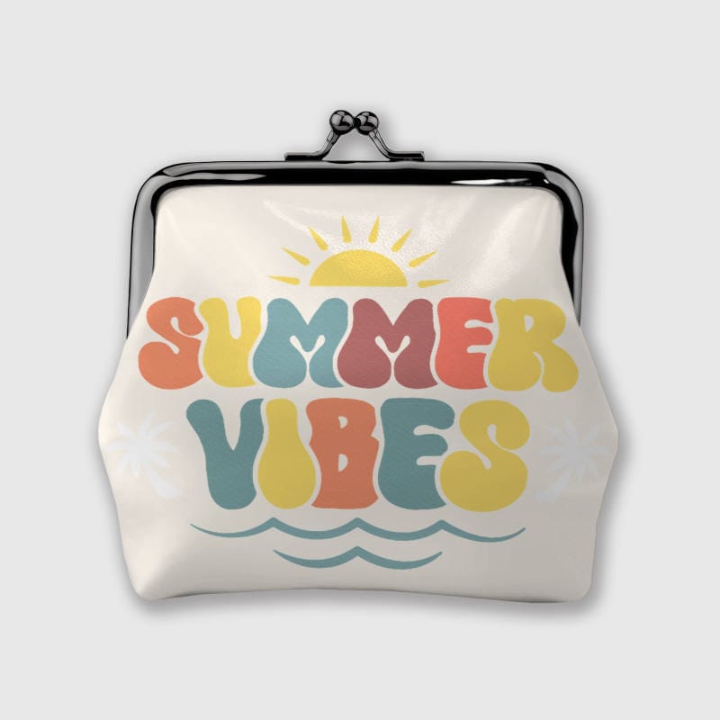 Retro Summer Vibes Kiss Lock Coin Purse for Beach Lovers Daily Use