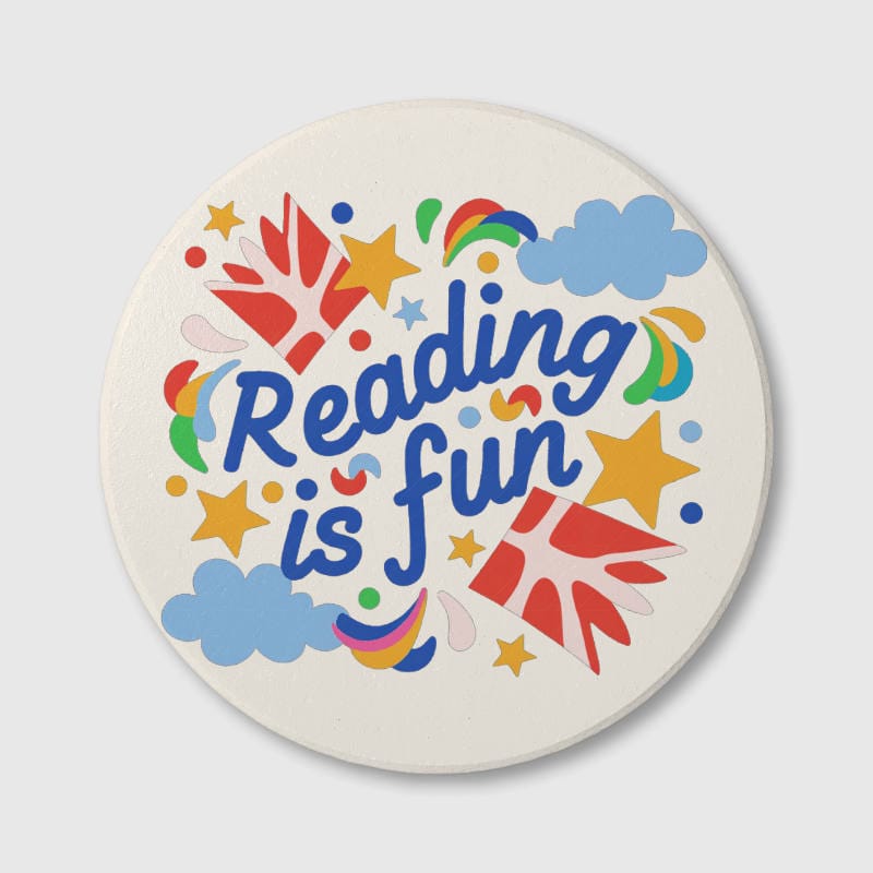 Reading Is Fun Quote Ceramic Coaster for Book Lovers Gift