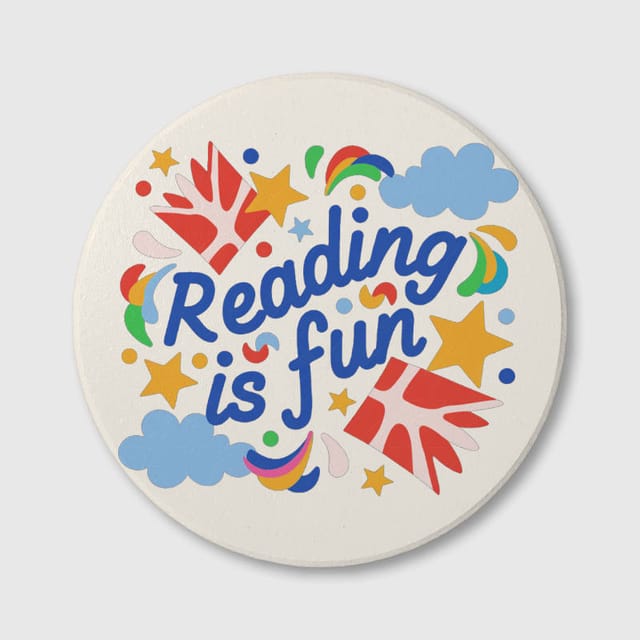 Reading Is Fun Quote Ceramic Coaster for Book Lovers Gift