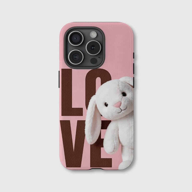 Cute Bunny LOVE Print Magnetic Phone Case for Her Valentine Gift