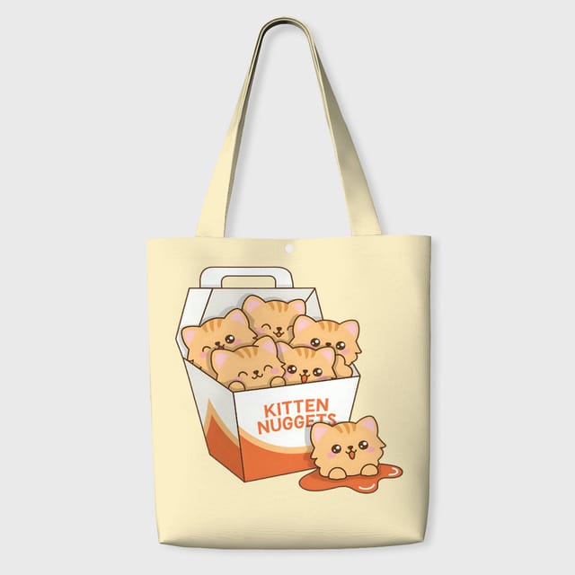 Cute Kitten Nuggets Tote Bag for Cat Lovers Daily Use