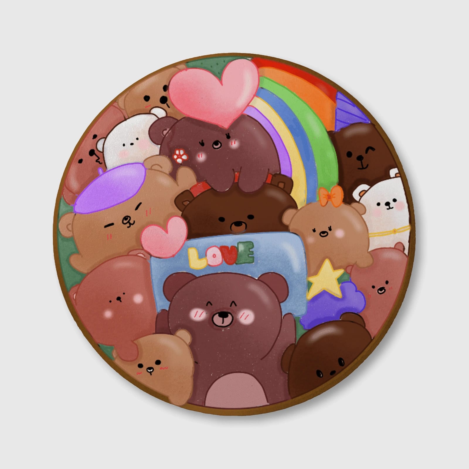 Kawaii Rainbow Bear Coasters for Bear Lovers Gift