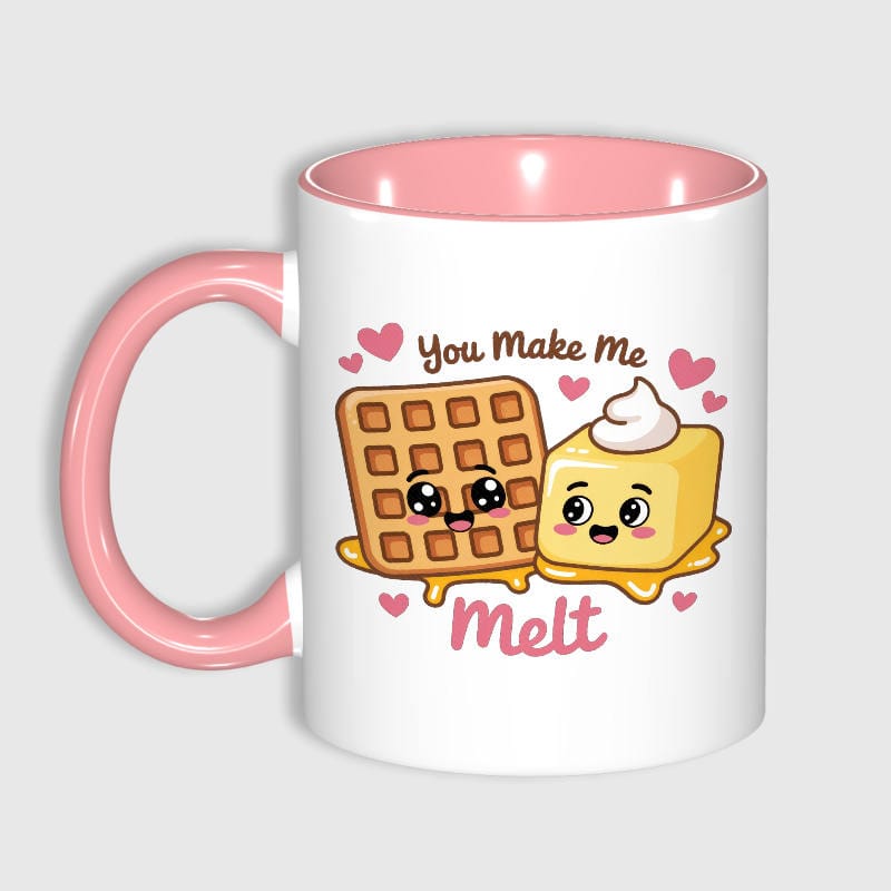 Cute Waffle Butter Pun Mug for Couples Valentine's Gift - 1