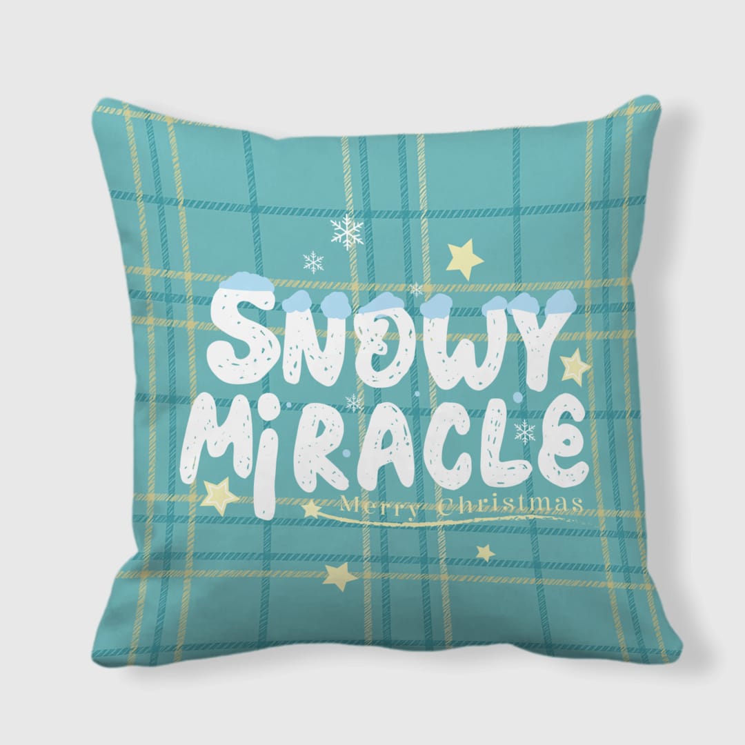 Snowy Miracle Plaid Christmas Throw Pillow for Holiday Gifting - 1