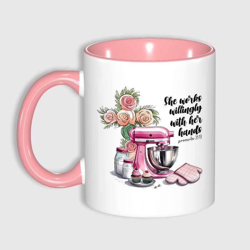 Floral Baking Proverbs Pink Mug for Baker Mom Mother's Day Gift