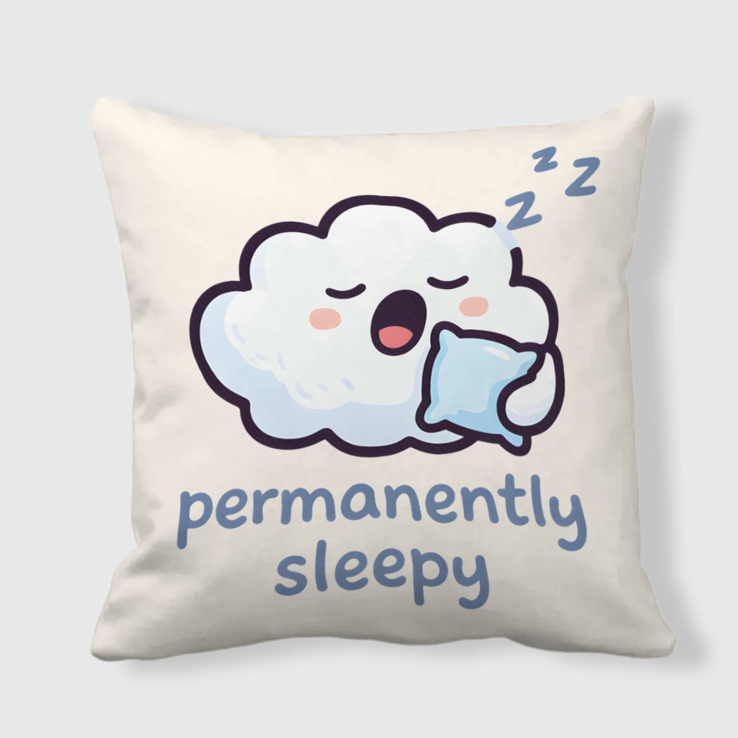 Funny Sleepy Cloud Throw Pillow for Sleep Lovers Birthday Gift