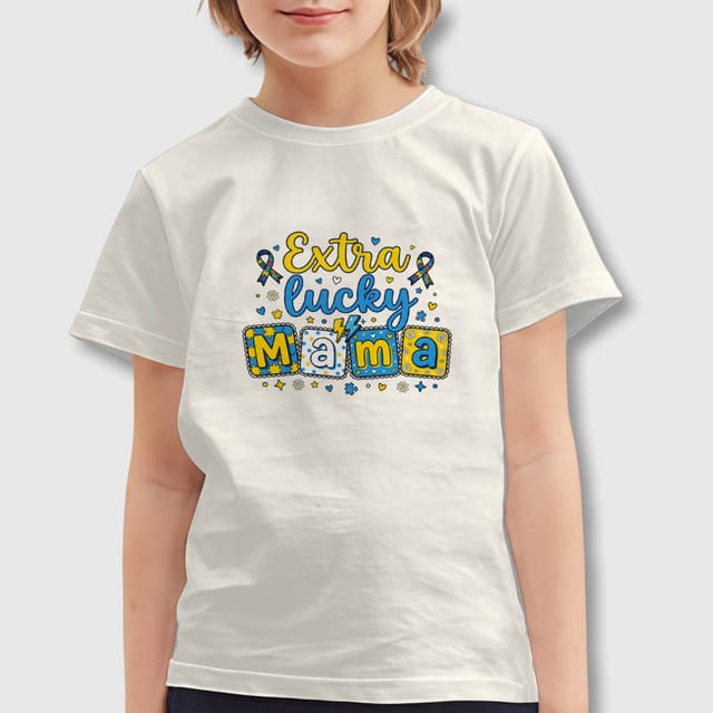Extra Lucky Mama Autism Awareness Kids T-Shirt for Mother's Day