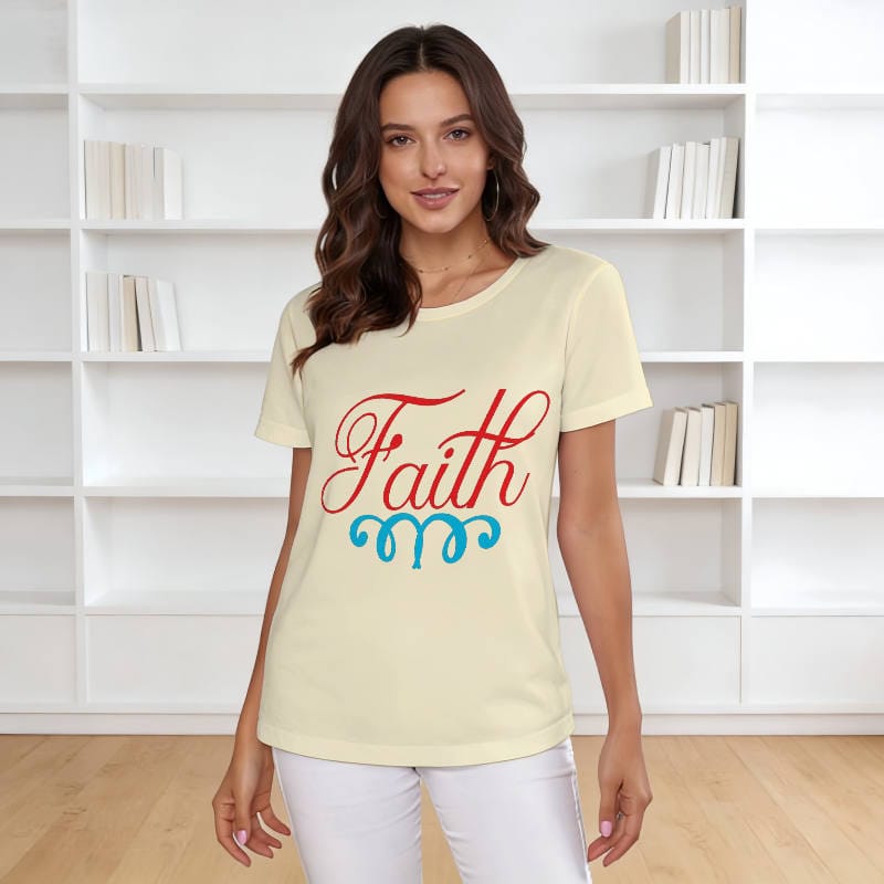 Faith Cursive Women's T-Shirt for Christian Birthday Gift