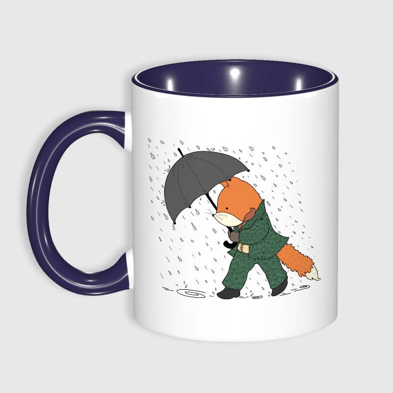 Cute Rainy Fox 11oz Ceramic Mug for Pet Lovers Daily Use