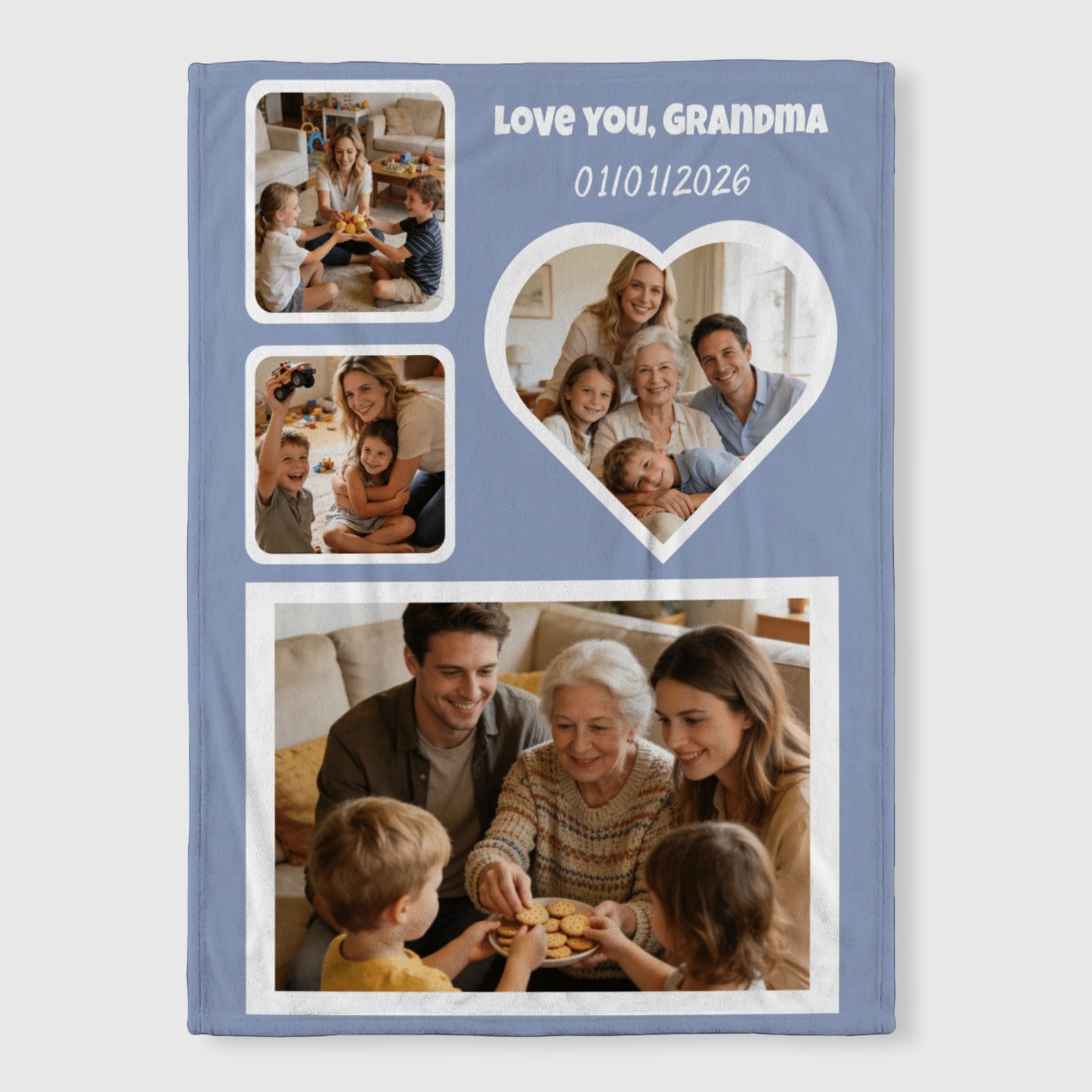 Custom Photo Collage Fleece Blanket for Grandma Grandparent Gift
