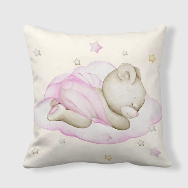 Sleeping Teddy Bear Throw Pillow for Nursery Baby Gifts