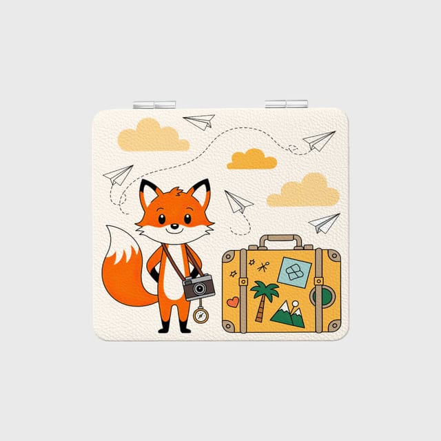 Cute Travel Fox Compact Mirror for Pet Lovers Gift