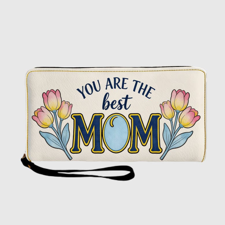 Tulip Best Mom Zip Around Wristlet Wallet for Mother's Day Gift