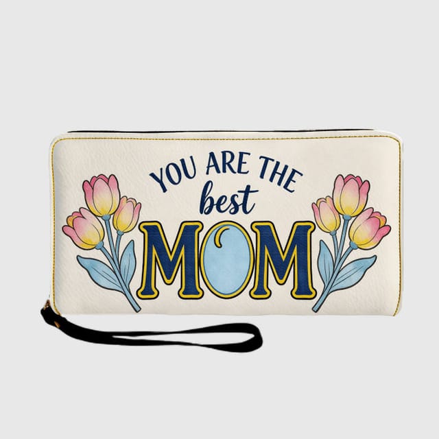 Tulip Best Mom Zip Around Wristlet Wallet for Mother's Day Gift