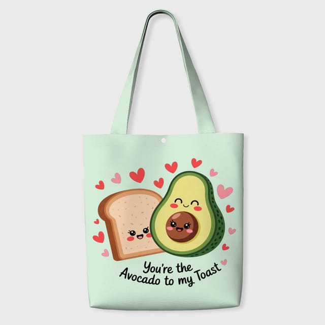 Kawaii Avocado Toast Tote Bag for Couple Gift