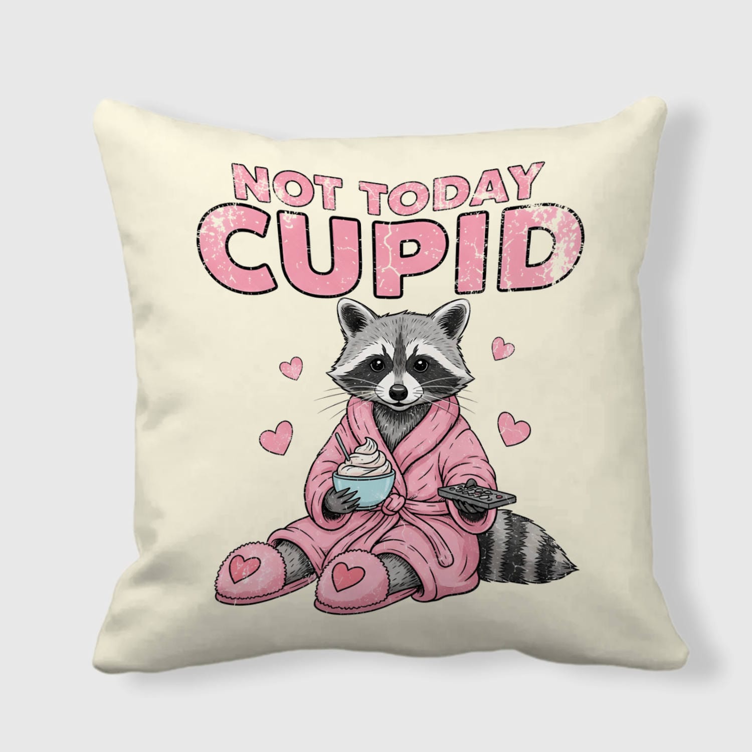 Funny Raccoon Cupid Quote Throw Pillow for Valentine's Day Gift