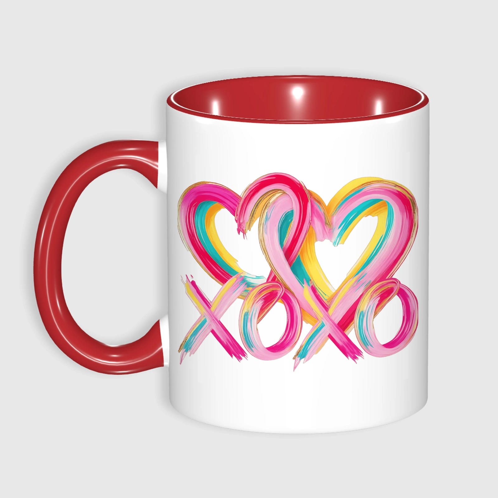 XOXO Heart Red Accent Mug for Valentine Gifts