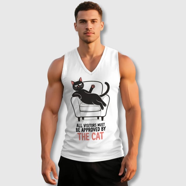 Funny Cat Quote V-Neck Tank Top for Cat Lovers Gym