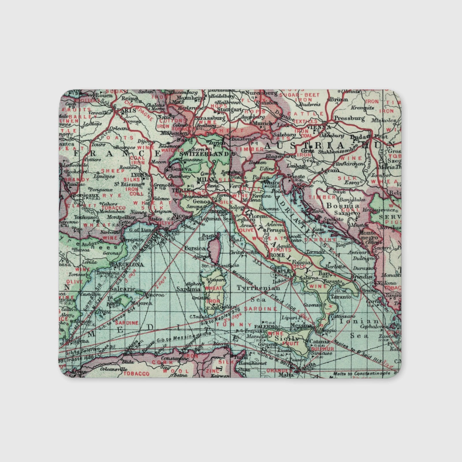 Cartography of Italy and Central Europe Mouse Pad