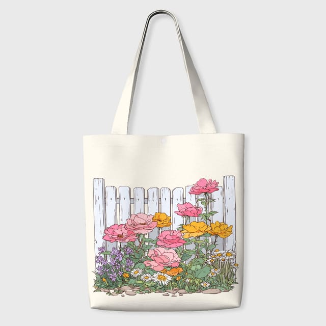 Cottage Garden Floral Tote Bag for Her Daily Use Gift