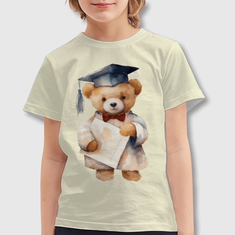 Watercolor Grad Teddy Kids T-Shirt for Grad Gifts