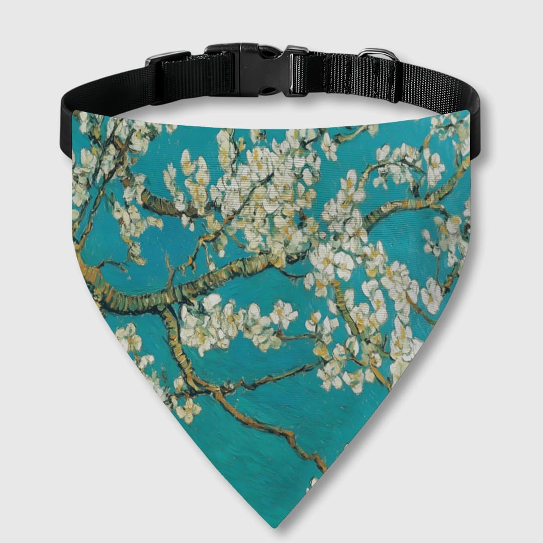 White Promise of Spring Bandana Bib – Personalized Dog & Cat Bib, Adjustable Tie-Up Pet Bib, Custom Name Pet Accessory Gift - 1