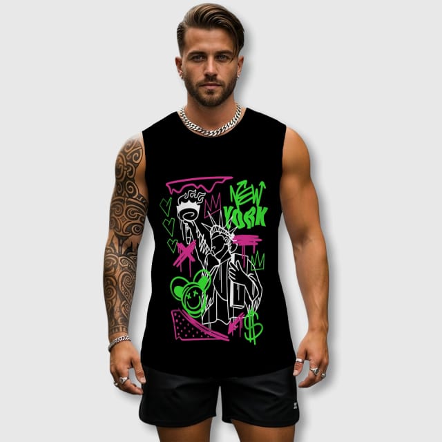 NYC Statue of Liberty Tank Top for Gym Guys Summer Wear