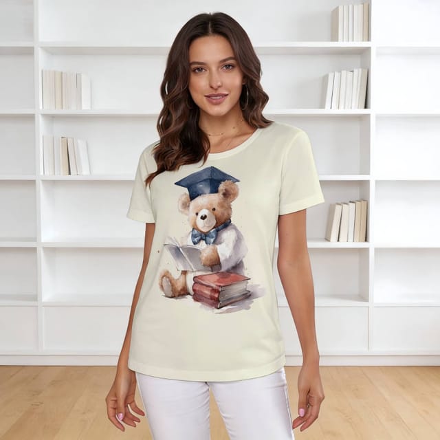 Watercolor Graduation Teddy Bear T-Shirt for Graduates Daily Wear