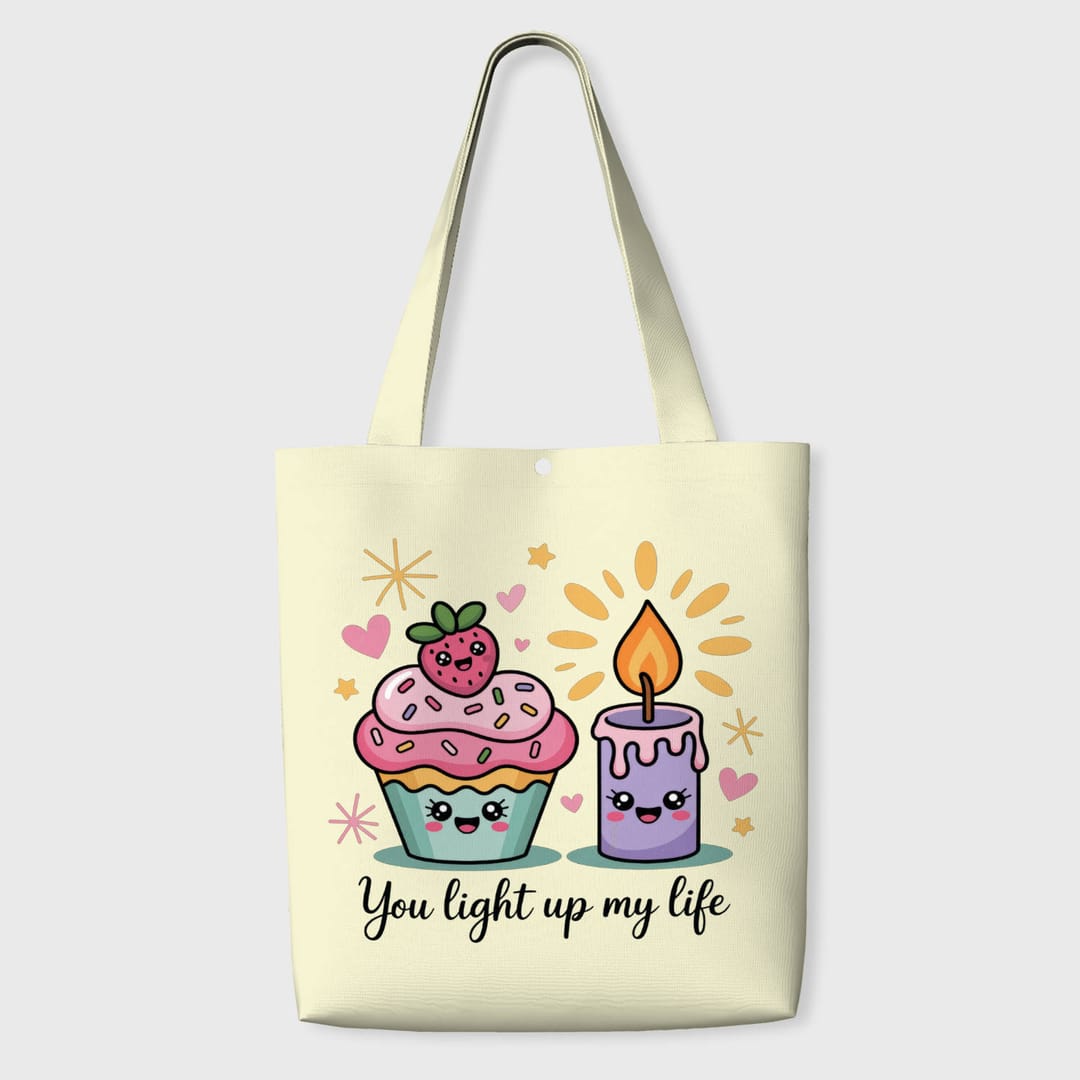 Cupcake Candle Pun Tote Bag for Valentine Gift - 1