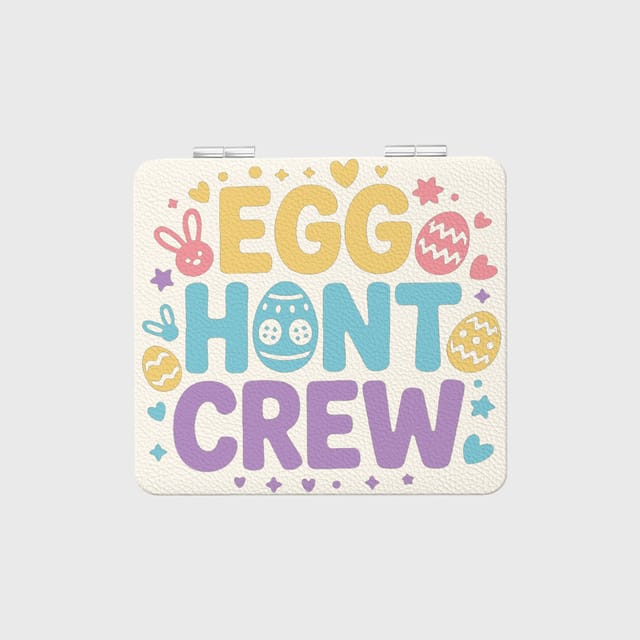 Egg Hunt Crew Square Pocket Makeup Mirror for Easter Gift